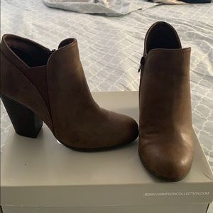 Brown ankle booties worn twice